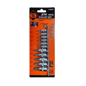 Kit de Dados Torx con Orificio 1/4” y 3/8” CR-V 11 Piezas
