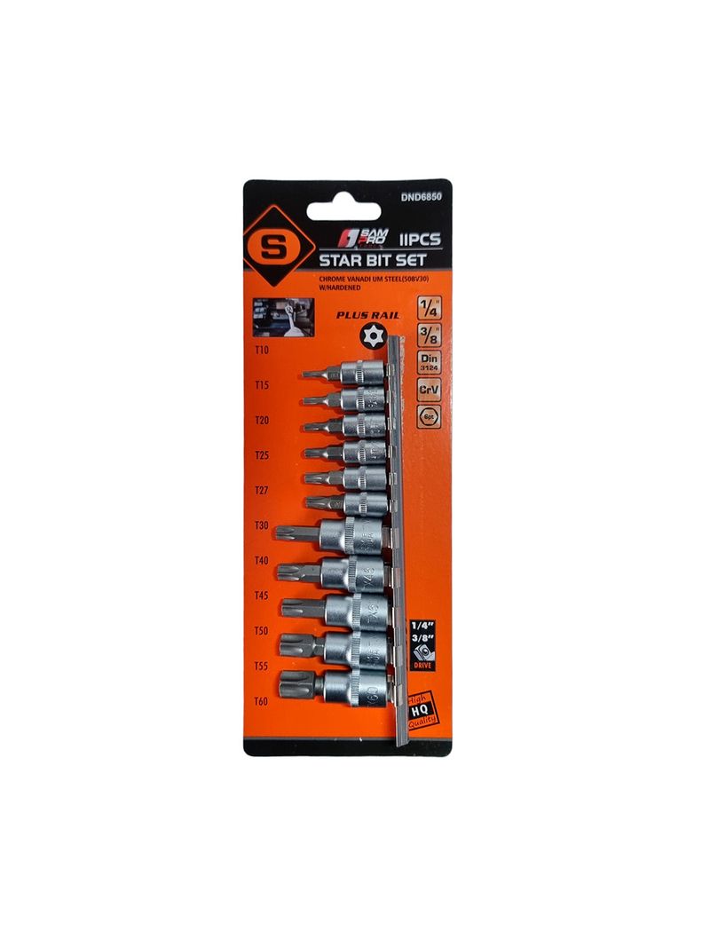 Kit-de-Dados-Torx-con-Orificio-1-4”-y-3-8”-CR-V-11-Piezas
