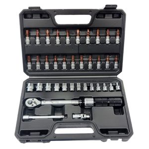 Kit Llave Torque 1/4” 5-25nm  y Dados 37 Piezas