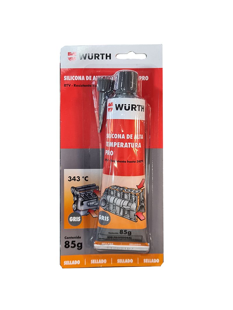 Wurth Silicona Pro Gris Alta Temperatura 85g. - Aravena Parts