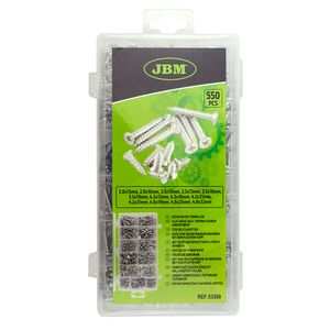 Set Surtido de Tornillos Roscalatas cabeza plana 550Pz