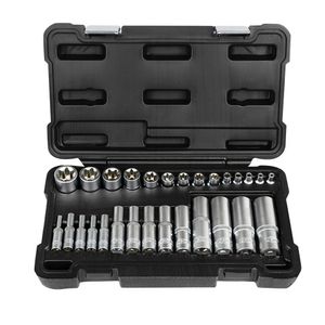 Kit Dados Torx Cortos y Largos 1/2", 1/4" Y 3/8" 28Pz