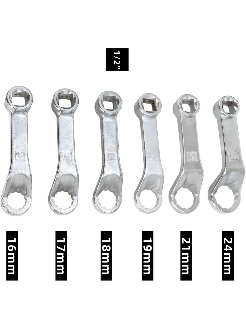 Set Llaves Curvas 1/2", Acodadas Multiuso – 16/17/18/21/24 mm (5 pzs)