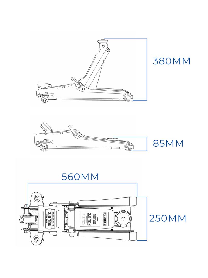 Gata Hidráulica Tipo Caimán (Perfil Bajo) -  2.5 Toneladas