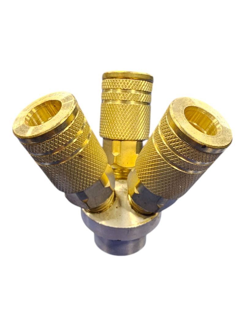Acople Rápido Triple Neumático - 1/4" - Hilo 3/8NPT