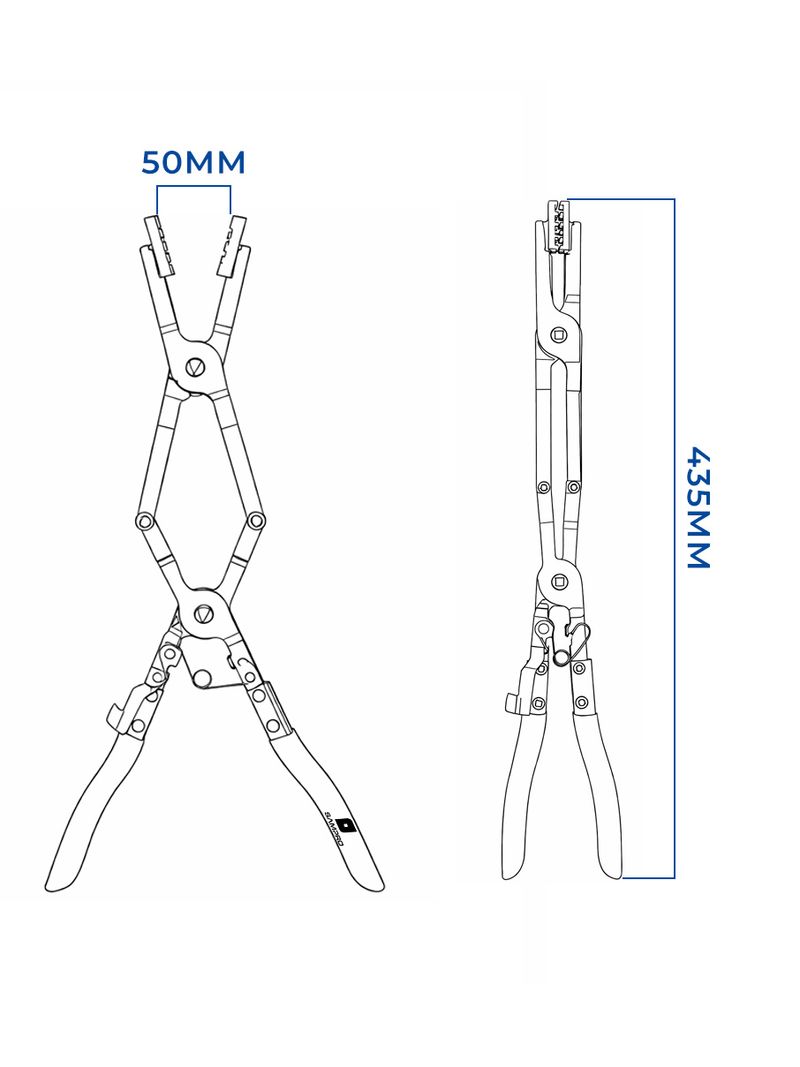 Alicate Extralargo 435mm Recto para Abrazaderas - Doble Articulación