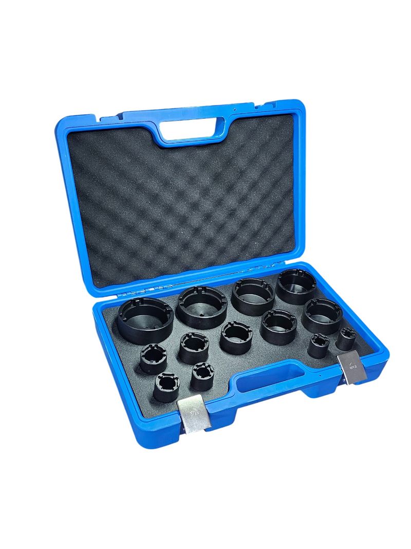 Juego de Dados Tuercas Ranuradas KM KML HM HML HMLL, Dientes Interiores DIN 981 – 18-80 mm  - 13 Piezas