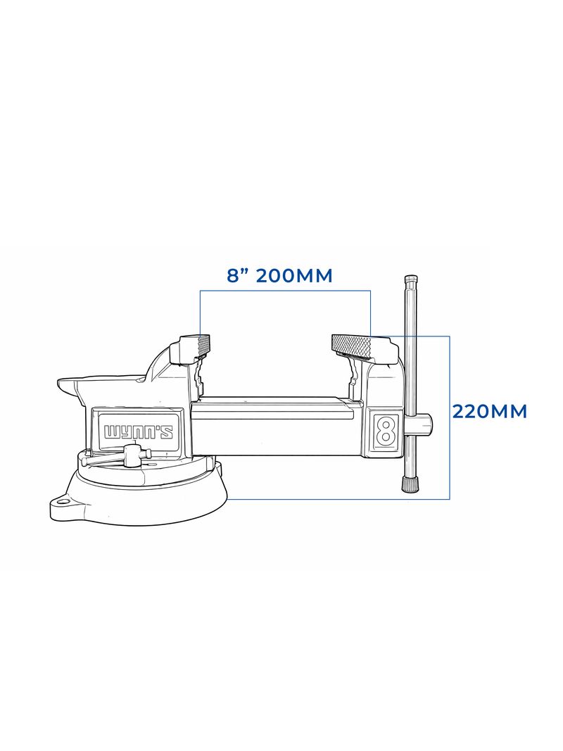 Tornillo de banco industrial, base giratoria 360° – 8” (200 mm)
