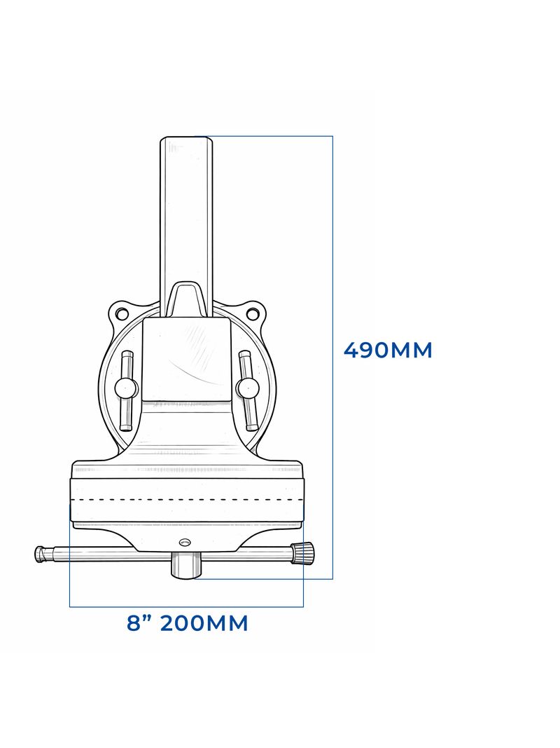 Tornillo de banco industrial, base giratoria 360° – 8” (200 mm)