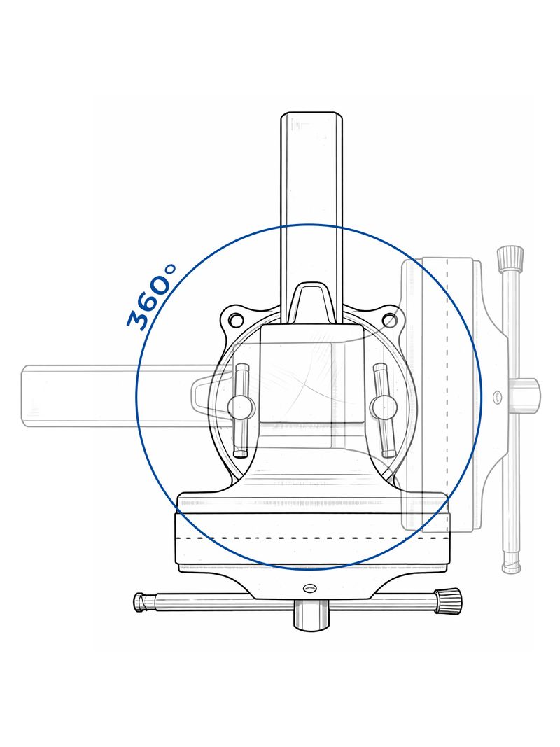 Tornillo de banco industrial, base giratoria 360° – 8” (200 mm)