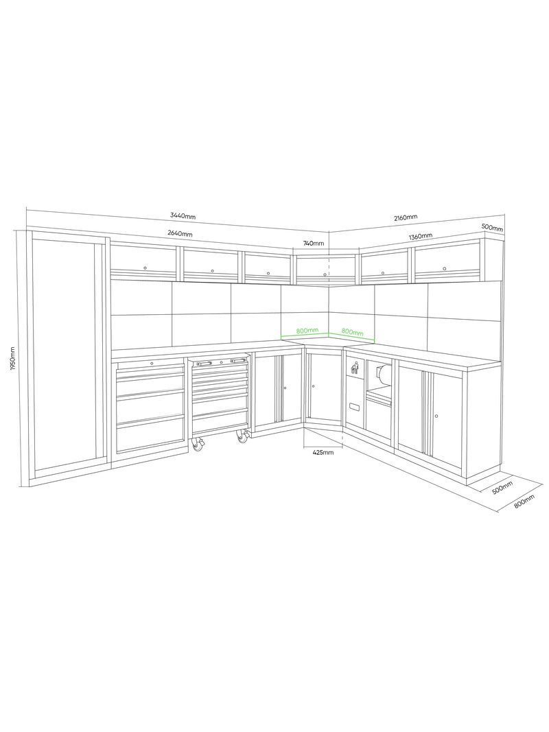 Conjunto De Muebles Modulares Para Taller Mecanico - Completo