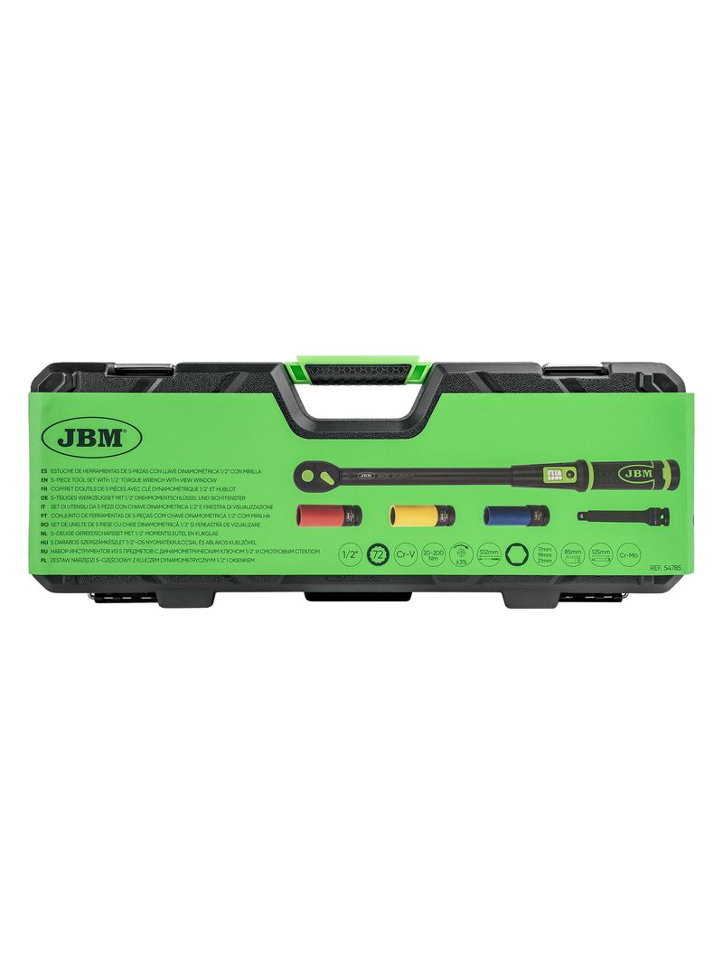 Juego Llave de Torque Dinamométrica 1/2" con Dados Rueda 14-19-21mm